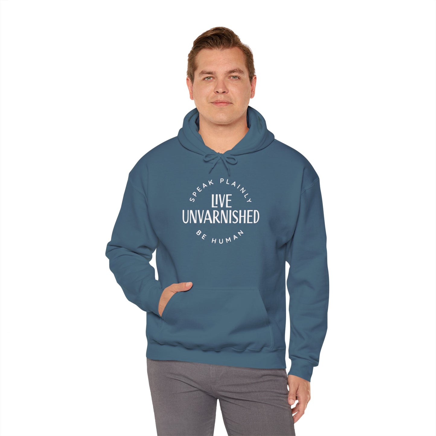Live Unvarnished Classic Logo (white) Hoodie