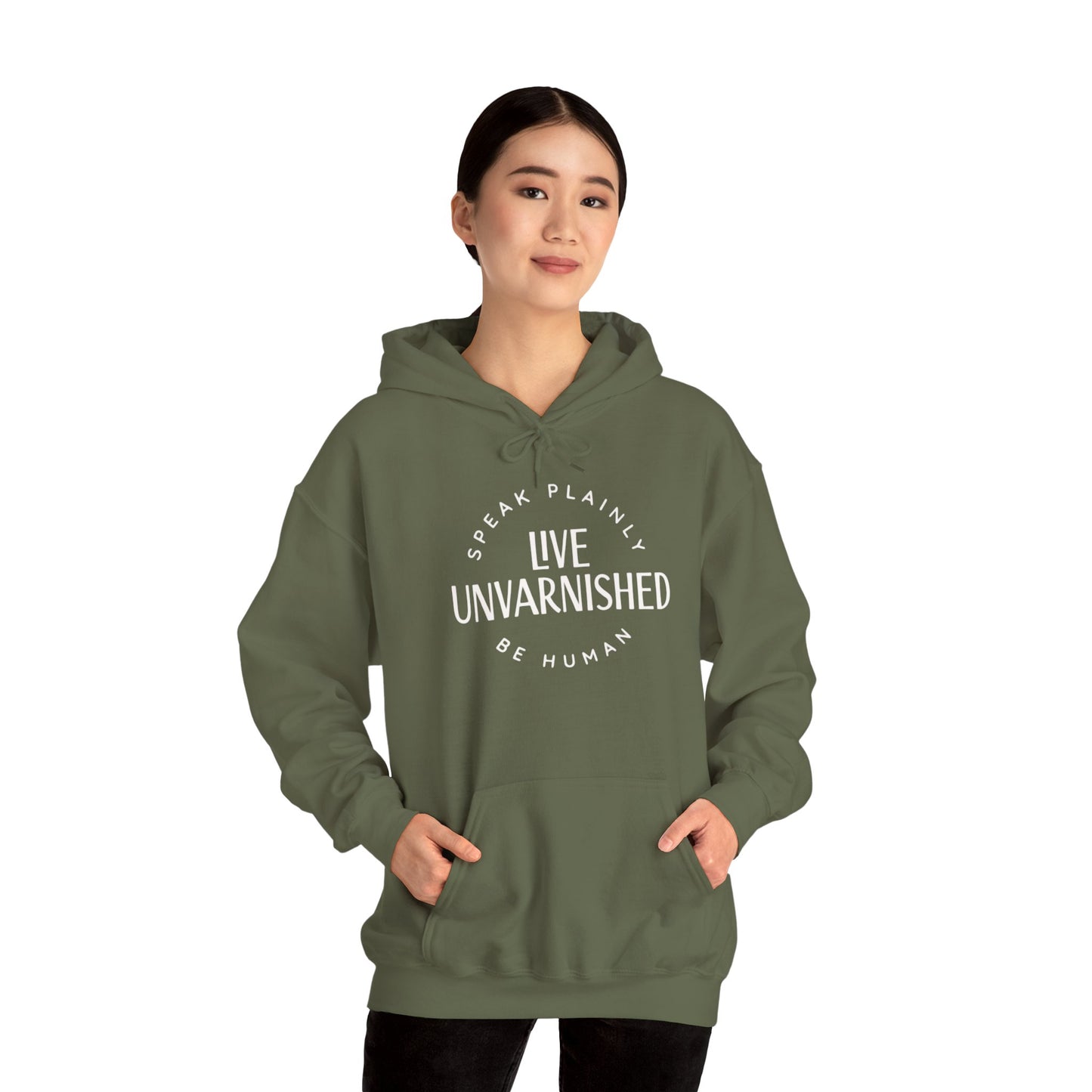 Live Unvarnished Classic Logo (white) Hoodie