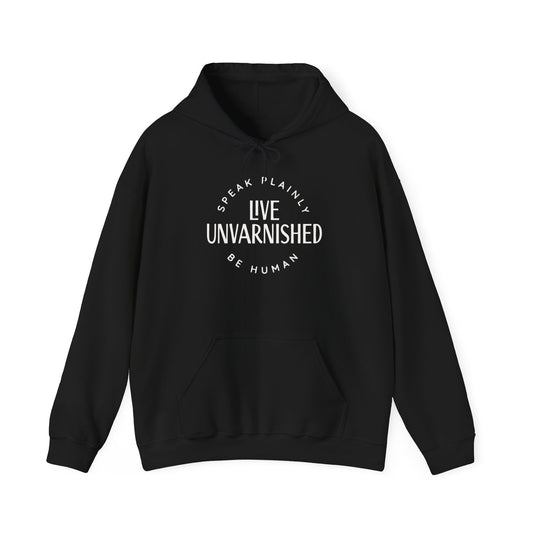 Live Unvarnished Classic Logo (white) Hoodie